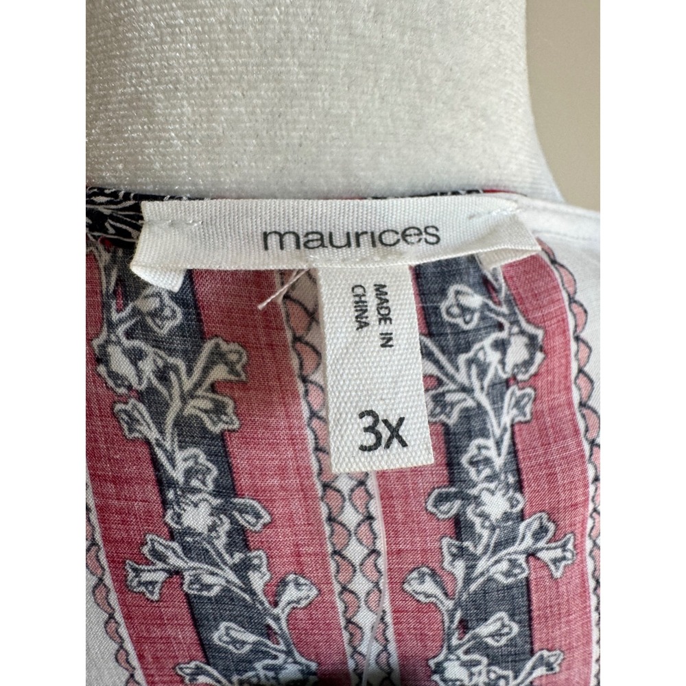 Maurices Womens 3X Paisley Floral Kimono Wrap Red Blue White Boho Open Front NEW - Picture 5 of 12